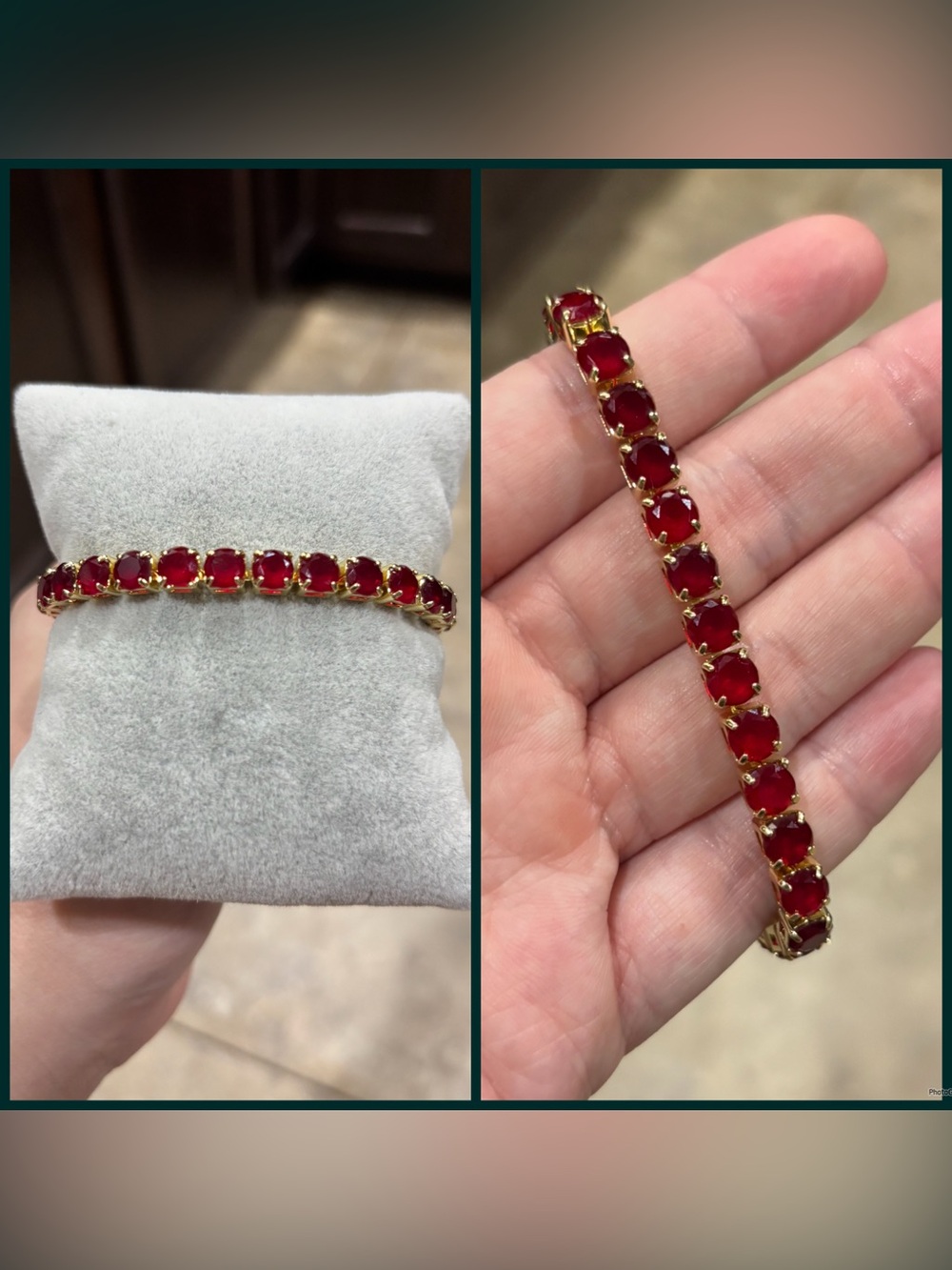 Gold-Tone Bracelet with Red Gemstones